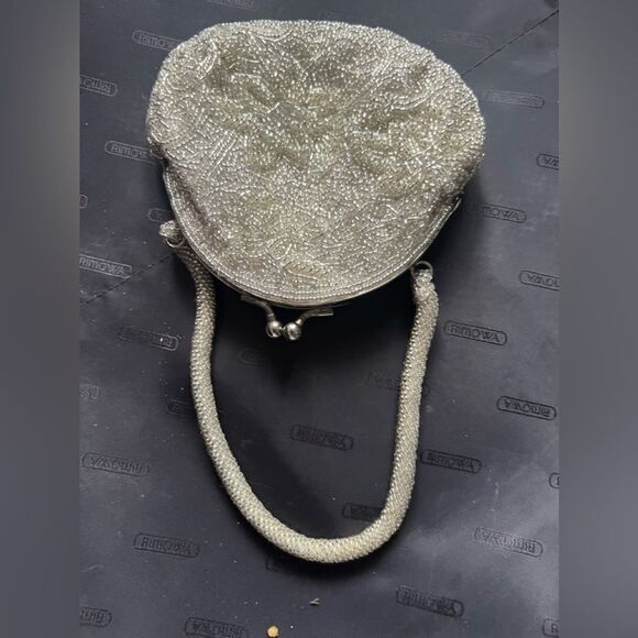 Rhinestone beaded handbag La Regale Cream Evening Bag rare purse beautiful cute - Picture 1 of 7